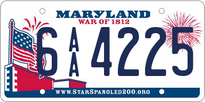 MD license plate 6AA4225