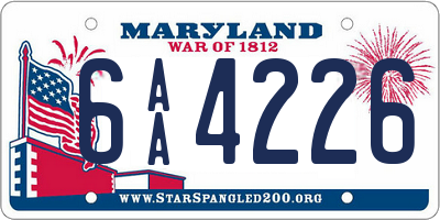 MD license plate 6AA4226