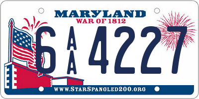 MD license plate 6AA4227