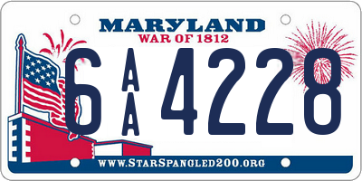 MD license plate 6AA4228