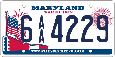 MD license plate 6AA4229