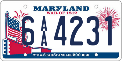 MD license plate 6AA4231