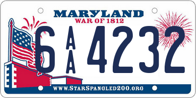 MD license plate 6AA4232