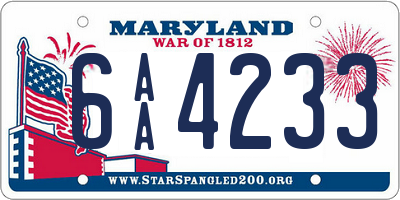 MD license plate 6AA4233