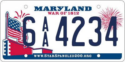 MD license plate 6AA4234