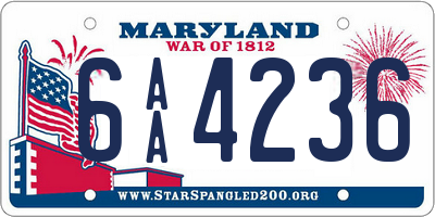 MD license plate 6AA4236