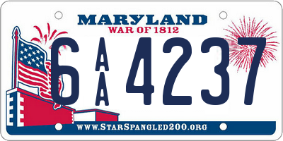 MD license plate 6AA4237