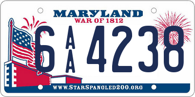 MD license plate 6AA4238