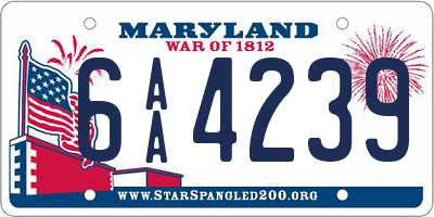 MD license plate 6AA4239