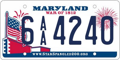 MD license plate 6AA4240