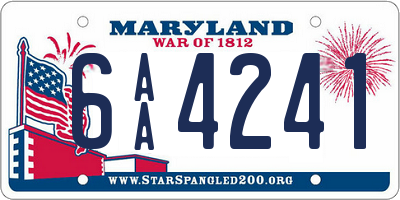 MD license plate 6AA4241