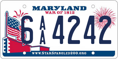 MD license plate 6AA4242