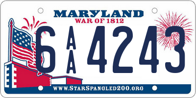 MD license plate 6AA4243