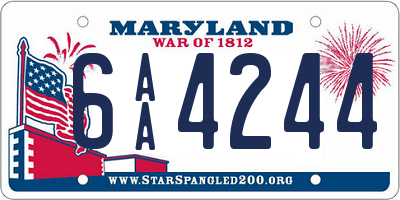 MD license plate 6AA4244