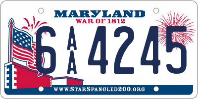 MD license plate 6AA4245