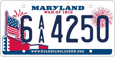 MD license plate 6AA4250