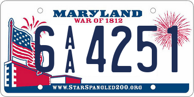 MD license plate 6AA4251