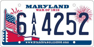 MD license plate 6AA4252