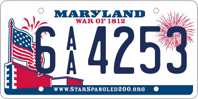 MD license plate 6AA4253