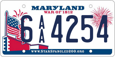 MD license plate 6AA4254