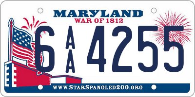 MD license plate 6AA4255