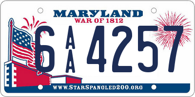 MD license plate 6AA4257