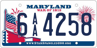 MD license plate 6AA4258