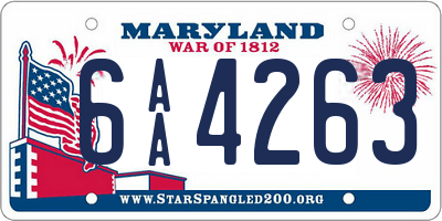 MD license plate 6AA4263