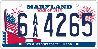 MD license plate 6AA4265