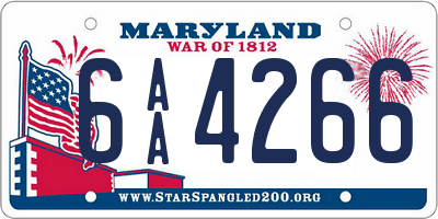 MD license plate 6AA4266