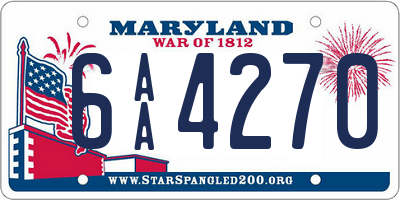 MD license plate 6AA4270