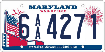 MD license plate 6AA4271