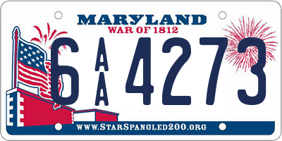 MD license plate 6AA4273