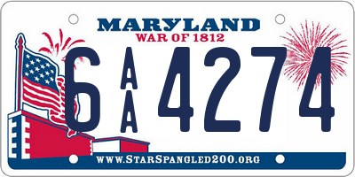 MD license plate 6AA4274