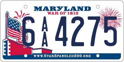 MD license plate 6AA4275