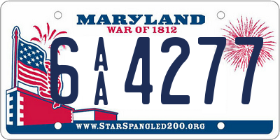 MD license plate 6AA4277