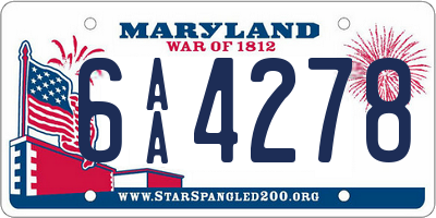 MD license plate 6AA4278