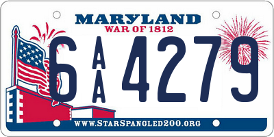 MD license plate 6AA4279