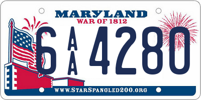 MD license plate 6AA4280