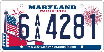 MD license plate 6AA4281