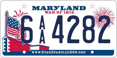 MD license plate 6AA4282