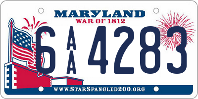 MD license plate 6AA4283