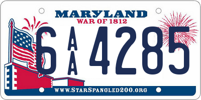 MD license plate 6AA4285