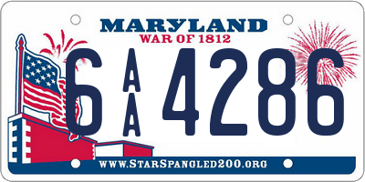 MD license plate 6AA4286