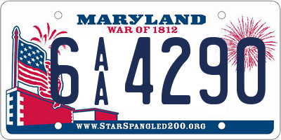 MD license plate 6AA4290