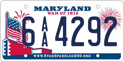 MD license plate 6AA4292