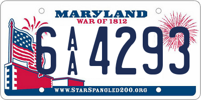 MD license plate 6AA4293