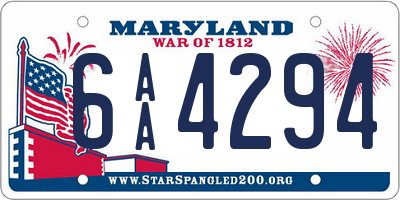 MD license plate 6AA4294