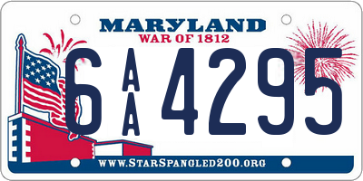 MD license plate 6AA4295