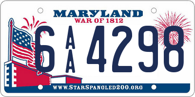 MD license plate 6AA4298